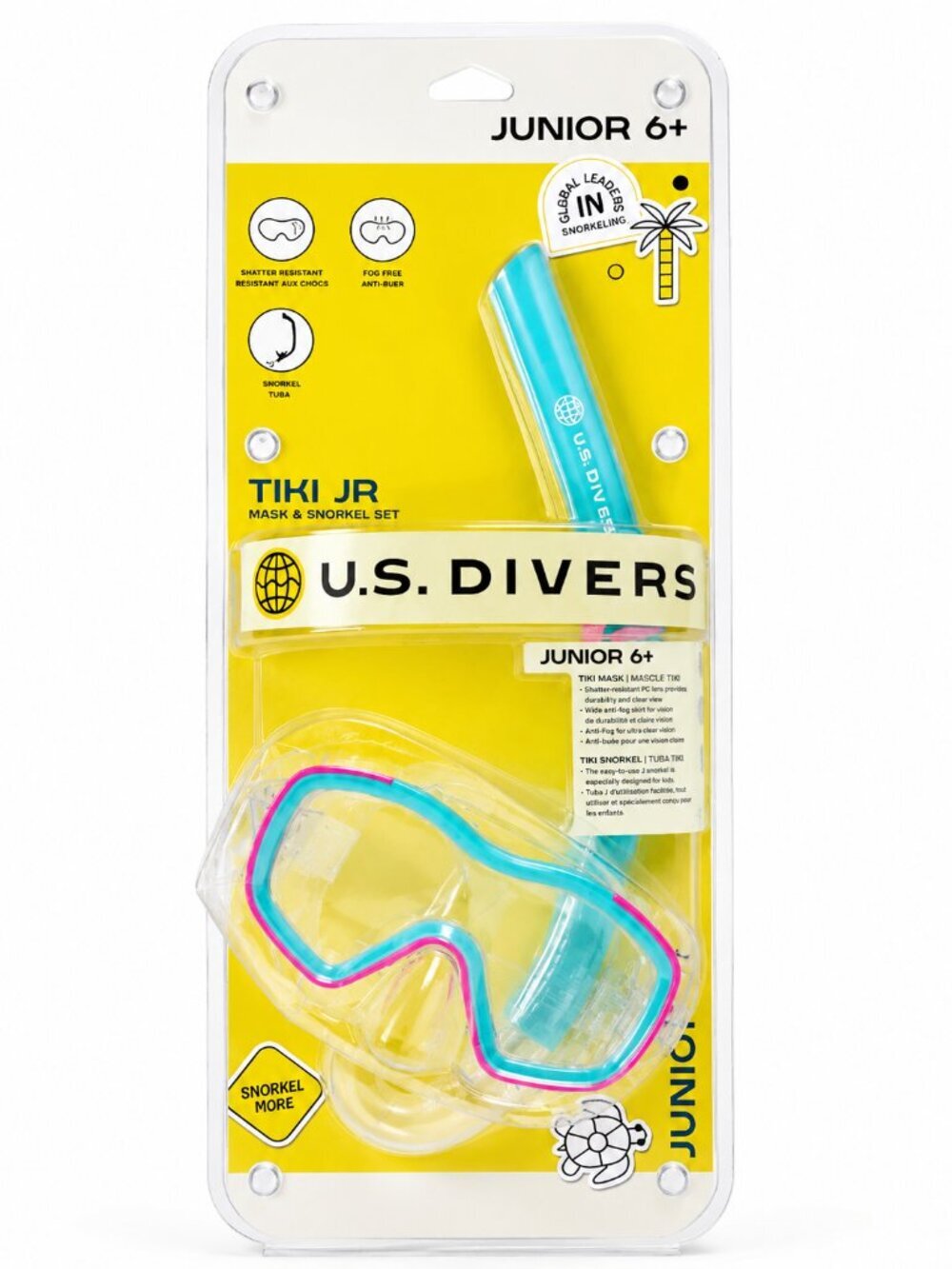 U.S. Divers Kids Snorkel Set Mask & Snorkel Combo Pink Teal Swimming Gear
